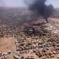 This image taken from AFPTV video footage on April 20, 2023, shows black smoke rising above the Khartoum International Airport amid ongoing fighting in Sudan.AFP via Getty Images