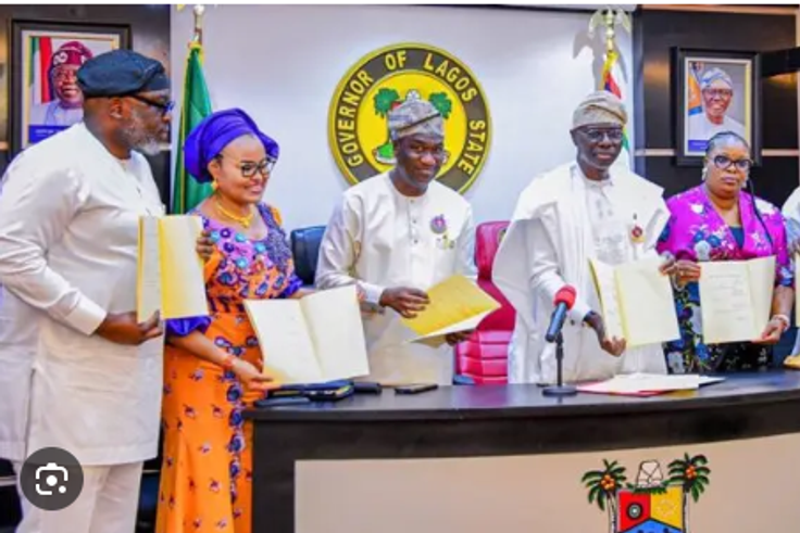 Gov. Babajide Sanwo-Olu of Lagos State after signing the 2024 Appropriation bill into law at the Conference room of Lagos House, Alausa, Ikeja, on Monday, Jan. 15, 2024. [PM News]