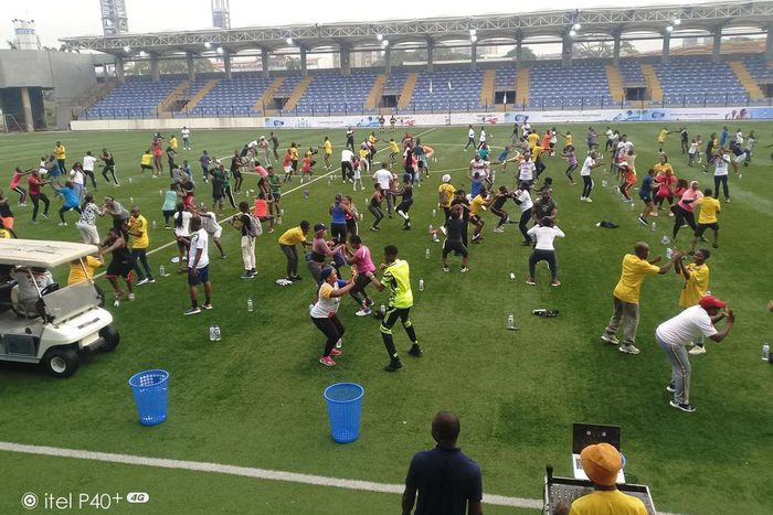 Participants at the monthly aerobics programme, ‘Keep Fit Lagos,’ held at Mobolaji Johnson Arena [NAN]