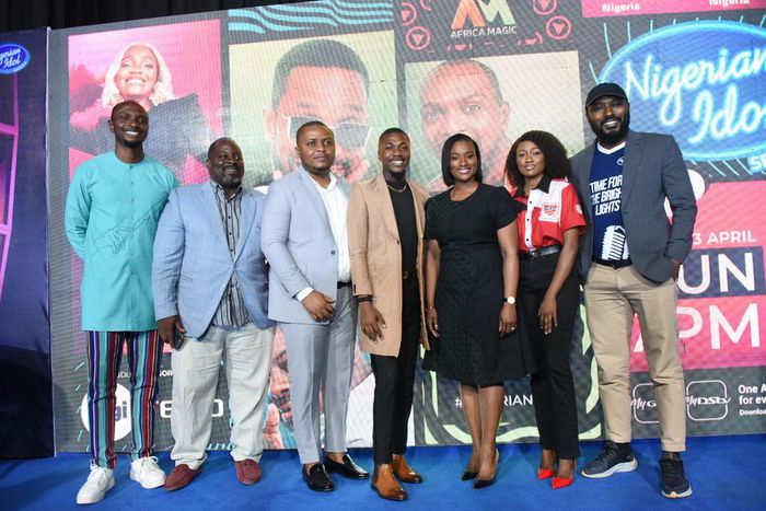 L-R: Nigerian Idol host, IK Osakioduwa; Nigerian Idol judge, Obi Asika; Marketing Manager, Tecno, Thompson Ani; Nigerian Idol Season 7 winner, Progress Chukwuyem; Head of Content and West Africa Channels, MultiChoice, Dr Busola Tejumola; Assistant Bran...