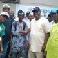 Mr Gaddafi Musa, a 26-year-old native of Funtua, Katsina State (left), shake hands with Mr Fola Tinubu,  Convener and Director-General, Bola Tinubu 4 President 2023 Support Group, on Wednesday in Lagos.