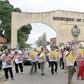 UNICAL students protesting at the school gate over poor infrastructural facilities
