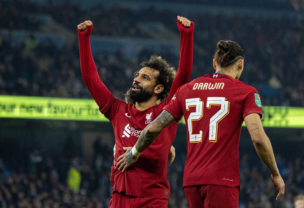 Mohamed Salah celebrating a goal for Liverpool