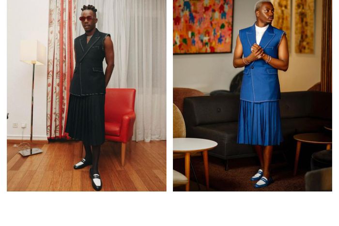 Dahmola and Enioluwa in similar outfits [Instagram]