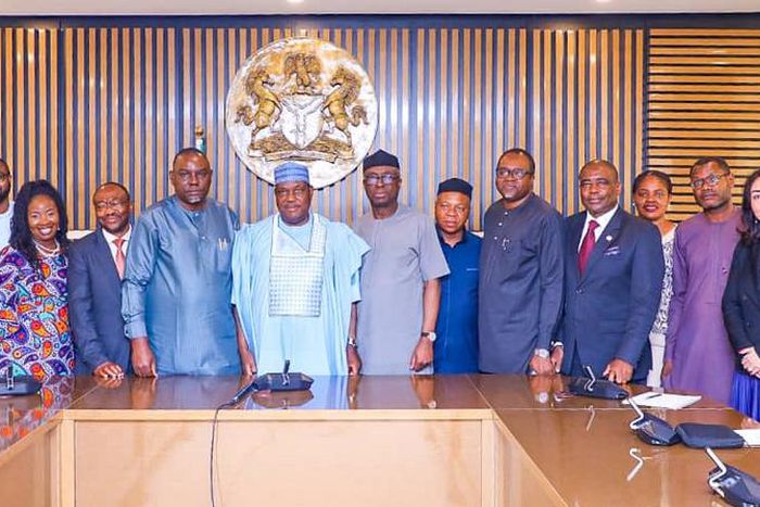 SGF, George Akume, receives in audience members of The Global Fund to Fight Aids, Tuberculosis and Malaria and Country Coordinating Mechanism (CCM) in his office on Thursday, 15th June, 2023. [Presidency]