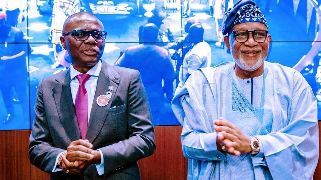 Lagos state governor, Babajide Sanwo-Olu and his Ondo state counterpart, Rotimi Akeredolu