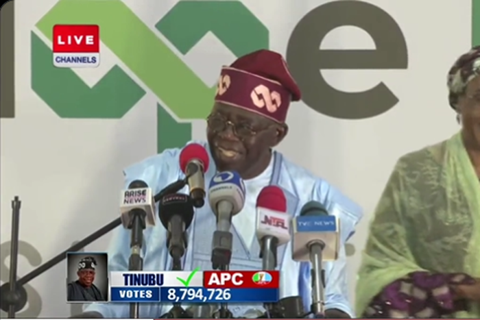 My wife is now for the other room - Tinubu jokes during acceptance speech. [Twitter:Channels]