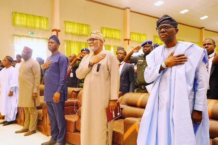 South West governors; Babajide Sanwo-Olu, Dapo Abiodun, Rotimi Akeredolu, Kayode Fayemi, Gboyega Oyetola and Seyi Makinde [Twitter/Olu‏ @jidesanwoolu]