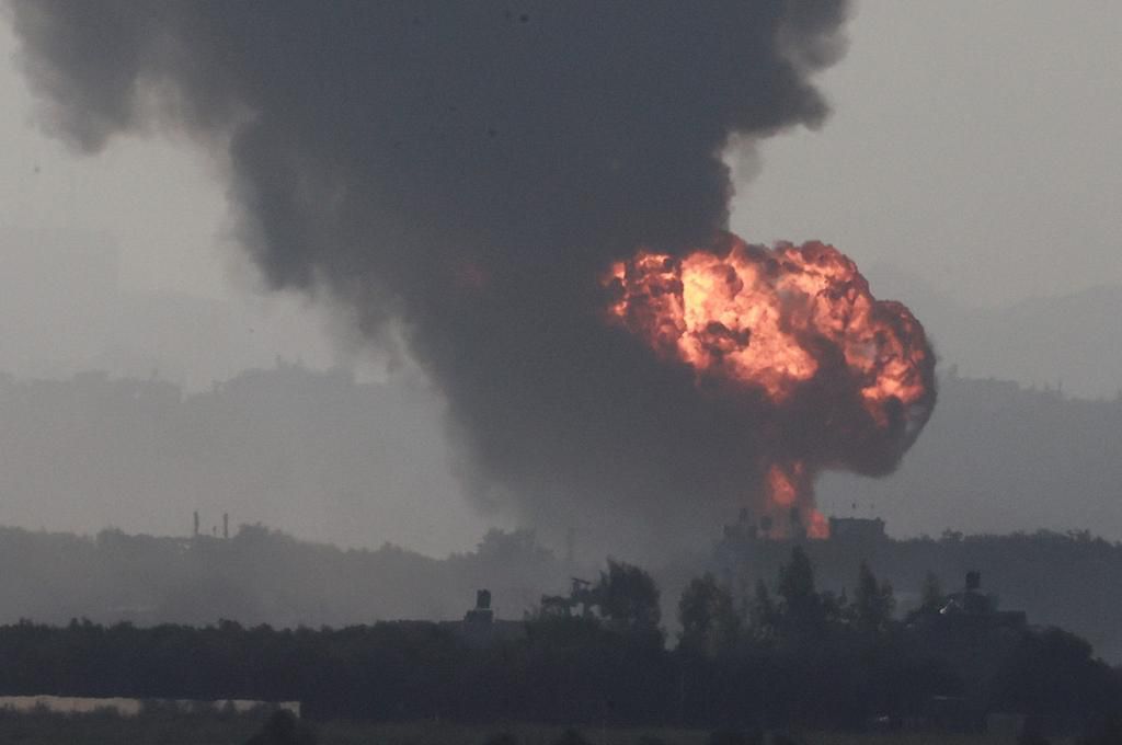 Smoke rises in the northern Gaza Strip following an Israeli airstrike on November 8, 2023.Reuters
