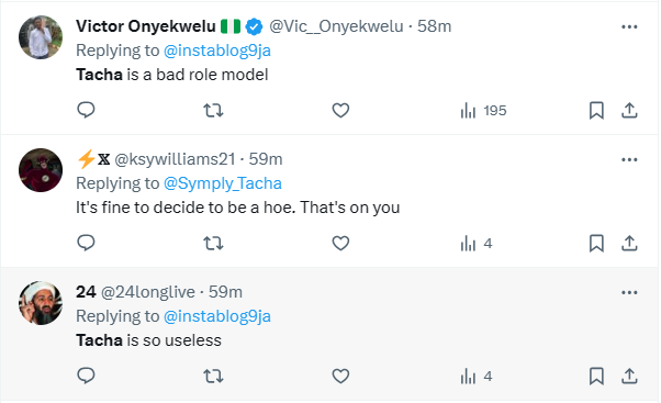 Reactions from users on X