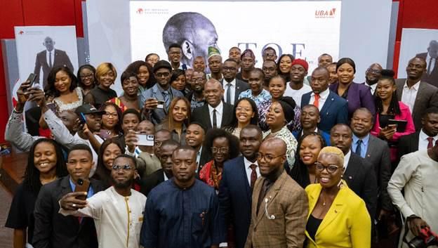 Group Chairman, United Bank for Africa (UBA), Founder, The Tony Elumelu Foundation and celebrant, Mr. Tony Elumelu; Co-Founder, The Tony Elumelu Foundation (TEF), Dr Awele Elumelu; Daughter, Ego Elumelu; flanked by beneficiaries of the TEF Entrepreneu...