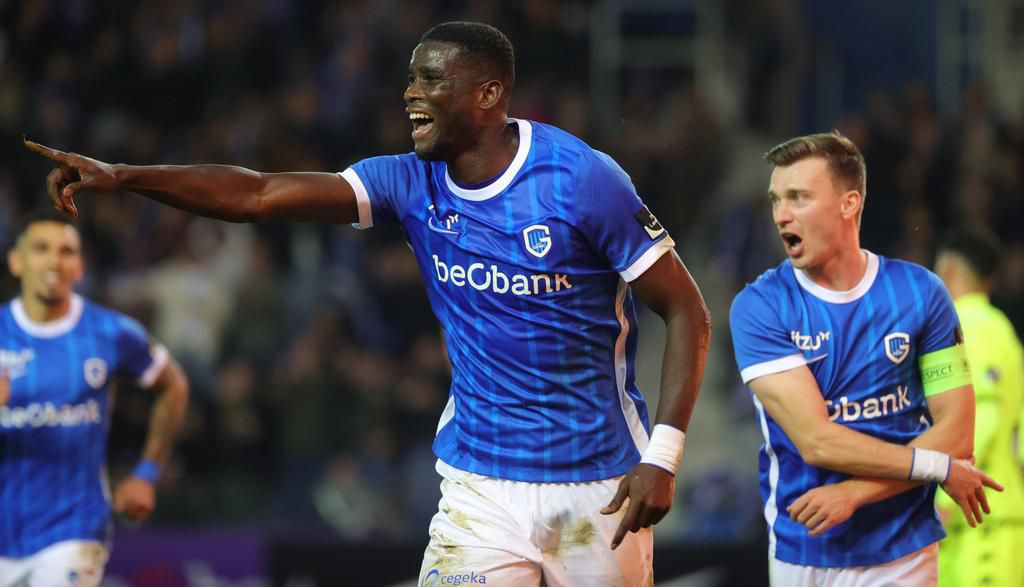 Onuachu celebrating a goal for Genk