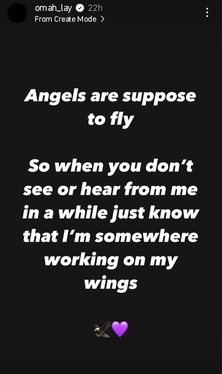 Omah Lay's Instagram Story