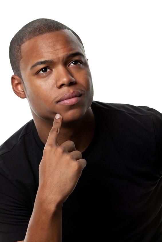 Black man thinking
