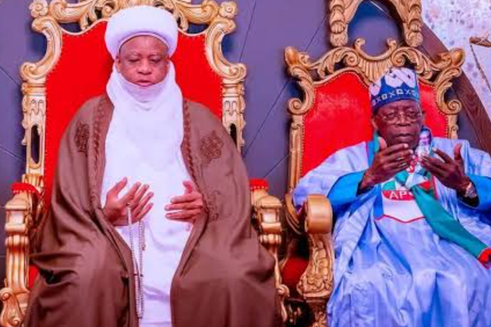 President Tinubu salutes Sultan of Sokoto. [Presidency]