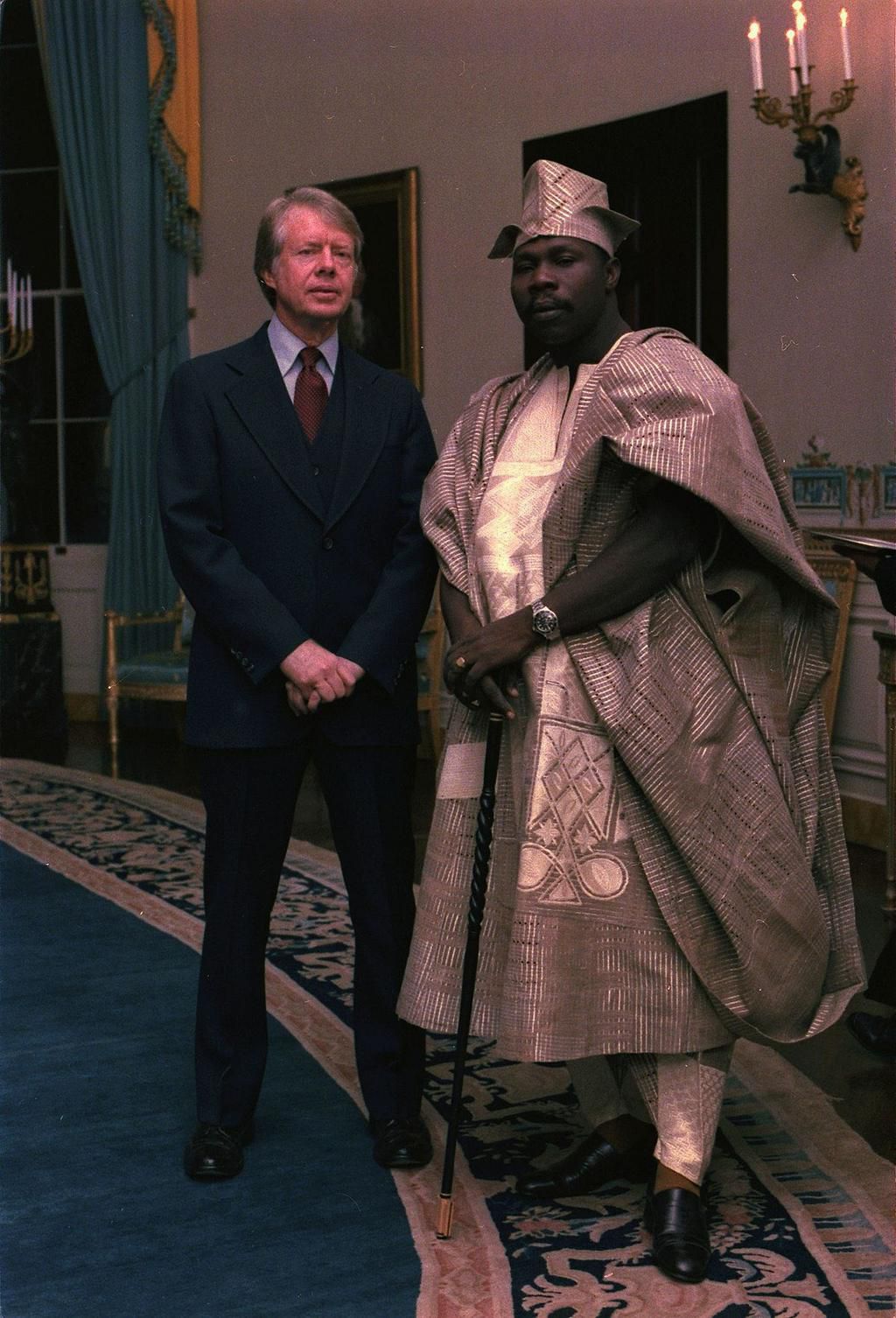 L-R Former President of the US Jimmy Carter and Former President of Nigeria Olusegun Obasanajo [Twitter-Enioluwa ]