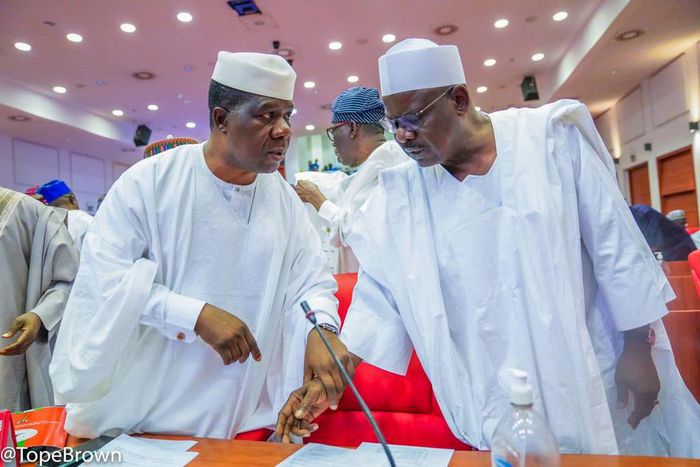 Senator Opeyemi Bamidele (left) and Senator Ali Ndume (right) [Tope Brown]