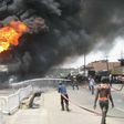 Tanker on fire at petrol station in Lagos. [Twitter:NaijaPR]