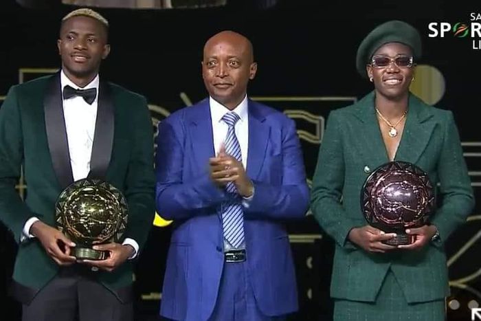 Victor Osimhen and Asisat Oshoala put Nigeria on the map after clinching Footballer of the Year awards in Morocco. [Guardian]