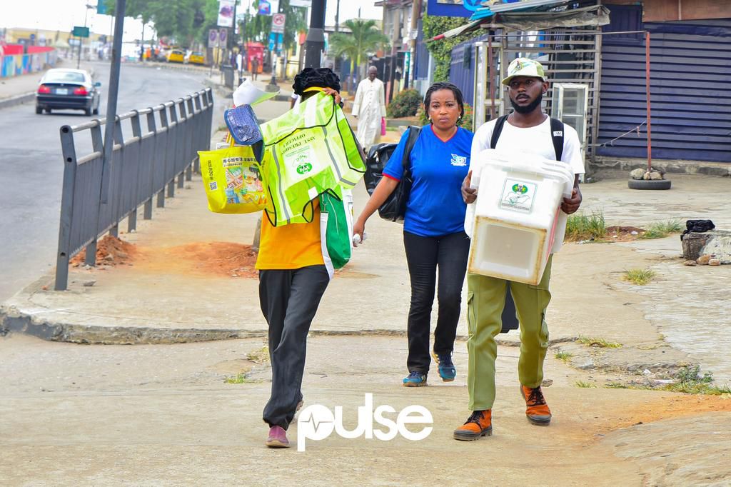 Electoral officers at a polling unit in Lagos State