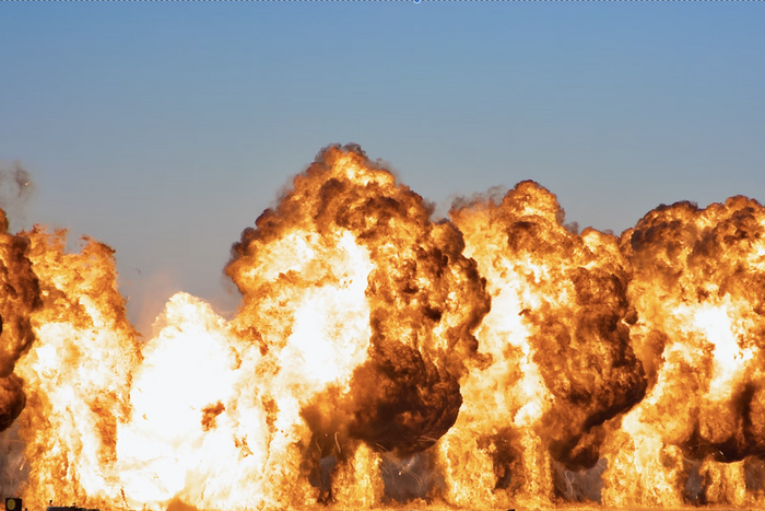 An explosion [Photographed by Luke Jernejcic for Unsplash]