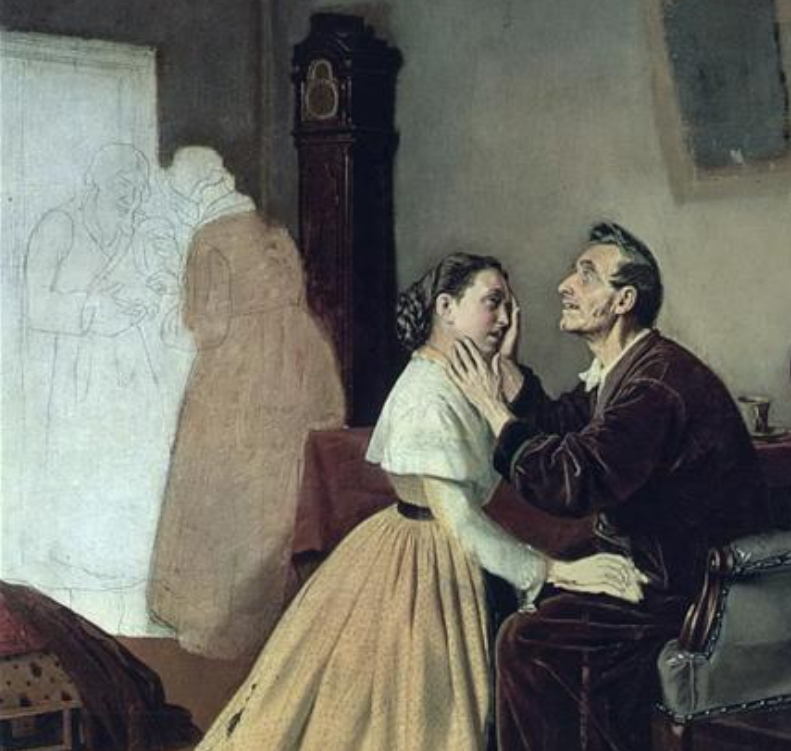 The ‘unfinished’ areas convey the idea of uncertainty of the blind