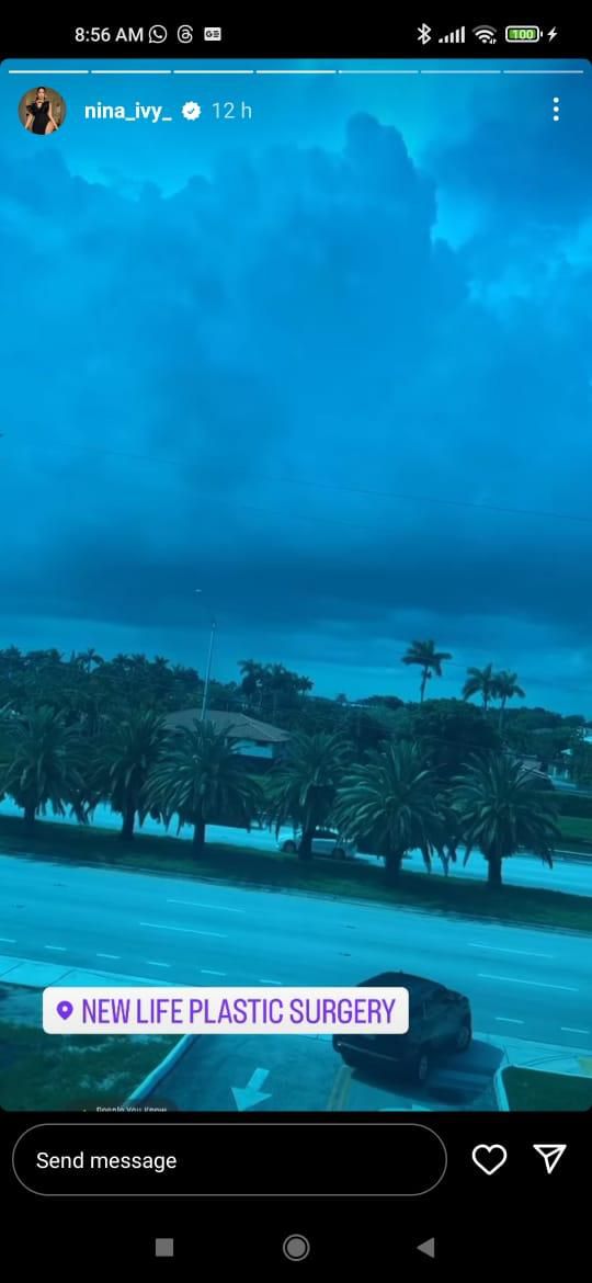 Nina 's Instagram story post showing her location