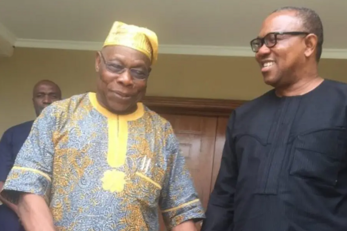 Former President, Olusegun Obasanjo and Labour Party Presidential candidate, Peter Obi.
