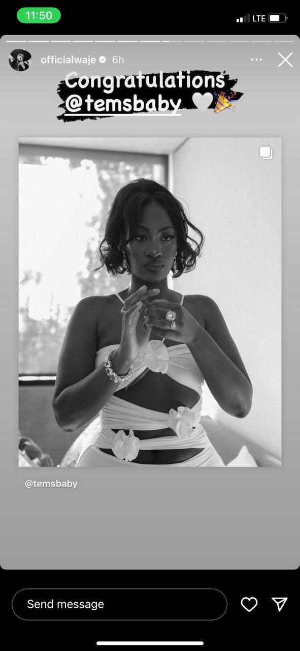 WAJE congratulates Tems