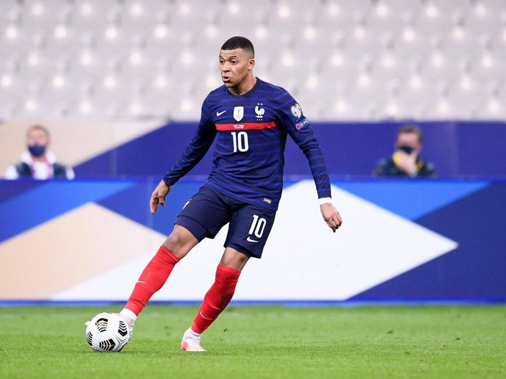 Kylian Mbappe in action for France