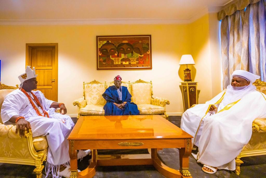 President Bola Tinubu meets with representatives of Nigerian traditional rulers in Aso Rock Villa on Friday, June 9, 2023. [Presidency]