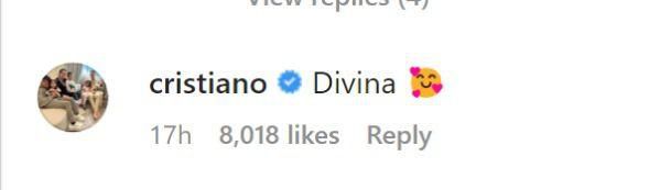 Cristiano Ronaldo shared his admiration for his girlfriend in the comments section of her Instagram post
