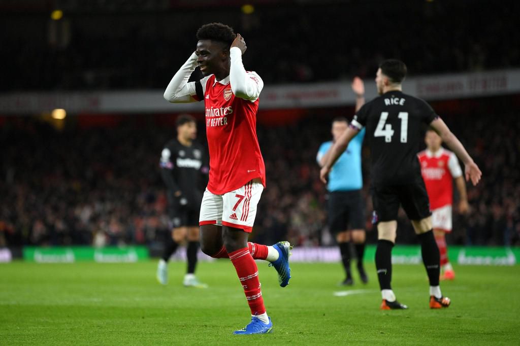 Bukayo Saka equalized for Arsenal in the second half vs West Ham