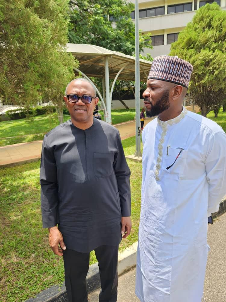 Peter Obi and the son of the late Governor of Kogi State, Prince Mustapha Audu. [Twitter:PeterObi]
