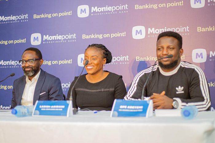 L-R Acting Managing Director, Moniepoint Microfinance Bank, Babatunde Olofin; Head, Compliance and Risk, Ladidi Agidani; and Senior Vice President, Channels and Sales Tools, Ope Adeyemi, during Moniepoint MFB’s Financial Inclusion Media Conversation in...