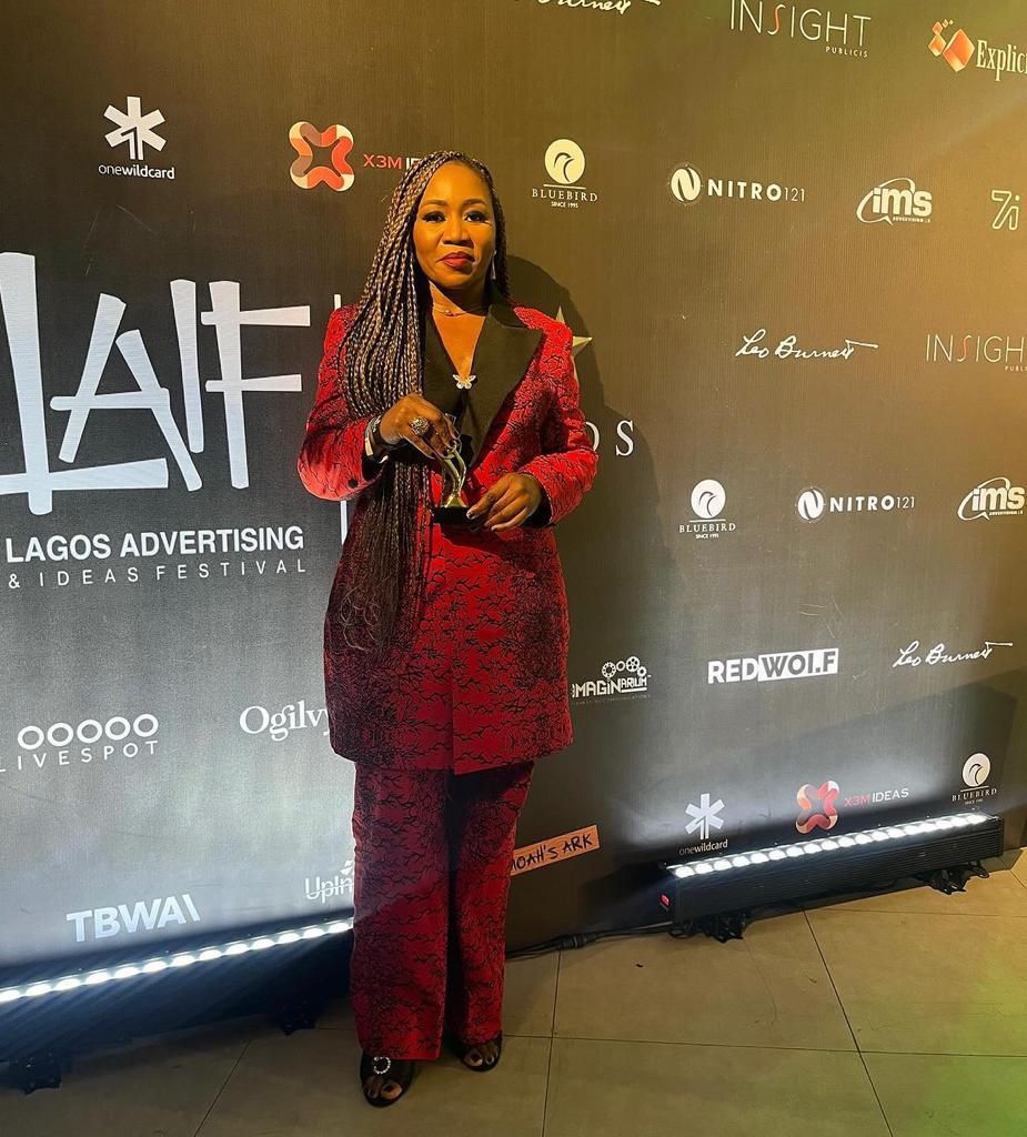 Esosa Osagiede, Creative Director, of the award-winning ‘Unwrap Joy, Unleash Taste’ campaign, after receiving the Grand Prix, at the LAIF Awards ceremony, on Saturday