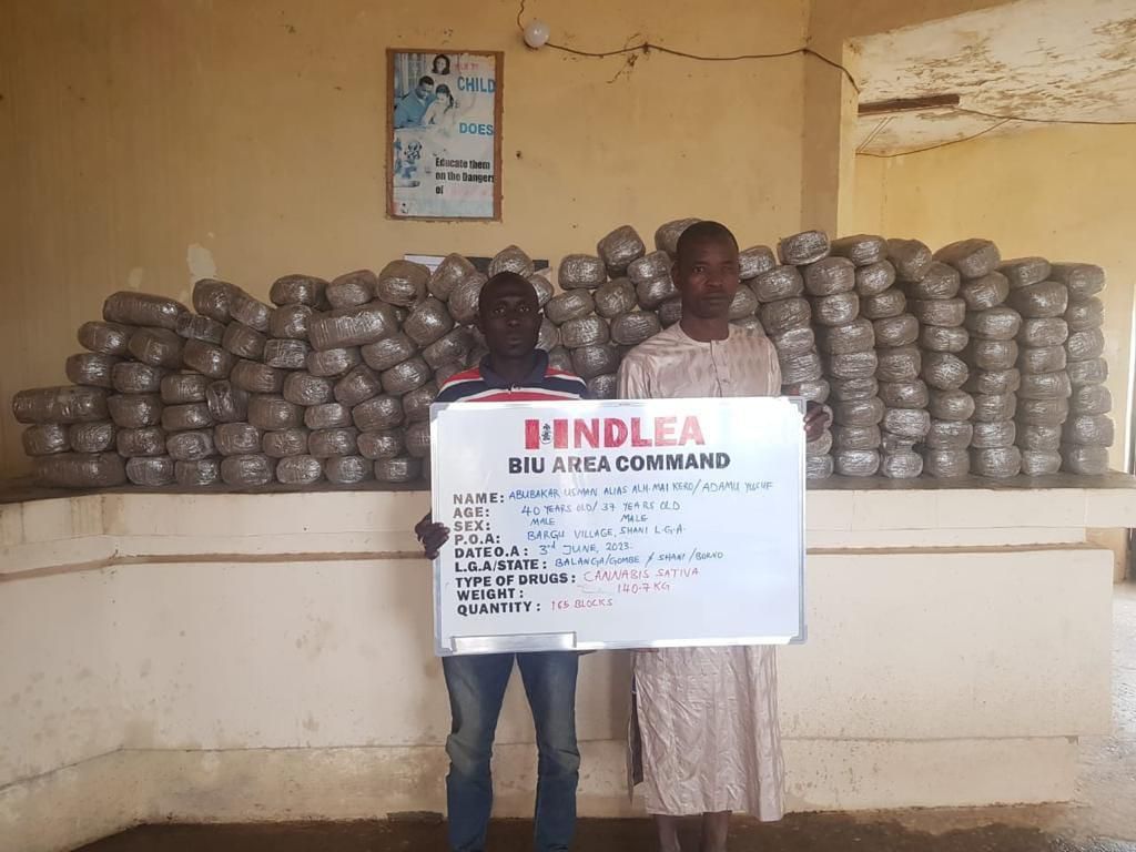 Illicit drugs seized from suspects. [Facebook:NDLEA]