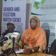 From Left to Right): Mr Saka Azimazi, Human Rights Expert; Mufuliat Fijabi, CEO of GEW Room of NWTF and Mr Rabiu Sabo, Technical Expert in GEW during a post-election press briefing of GEW on Presidential and National Assembly elections on Wednesday in ...