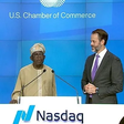 [President Bola Tinubu and Scott Eisner, the President of the U.S.-Africa Business Center (USAfBC) during the bell-ringing ceremony at the US Chamber of Commerce on Wednesday, September 20, 2023. [BusinessDay]