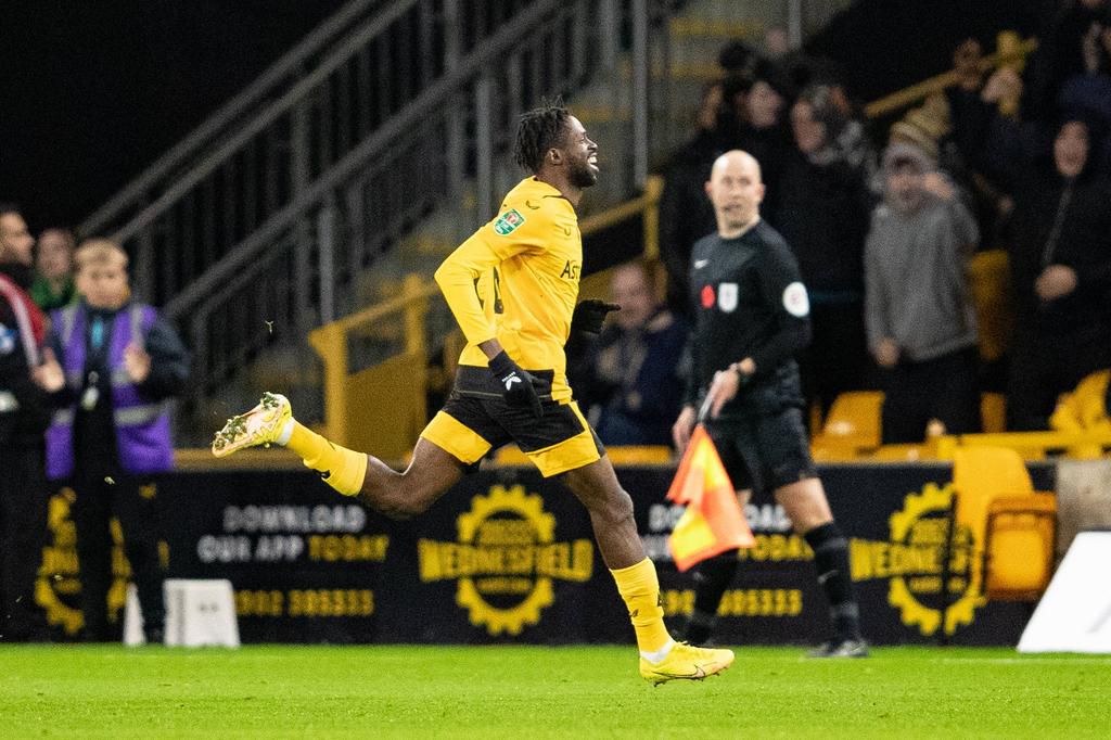 Boubacar Traore celebrating his winning goal against Leeds in the English League Cup