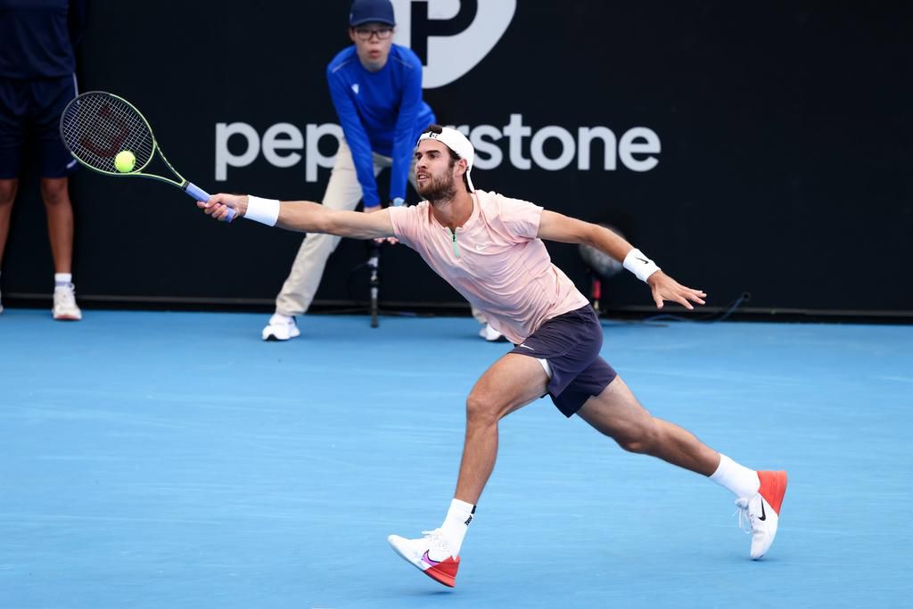 Karen Khachanov in action