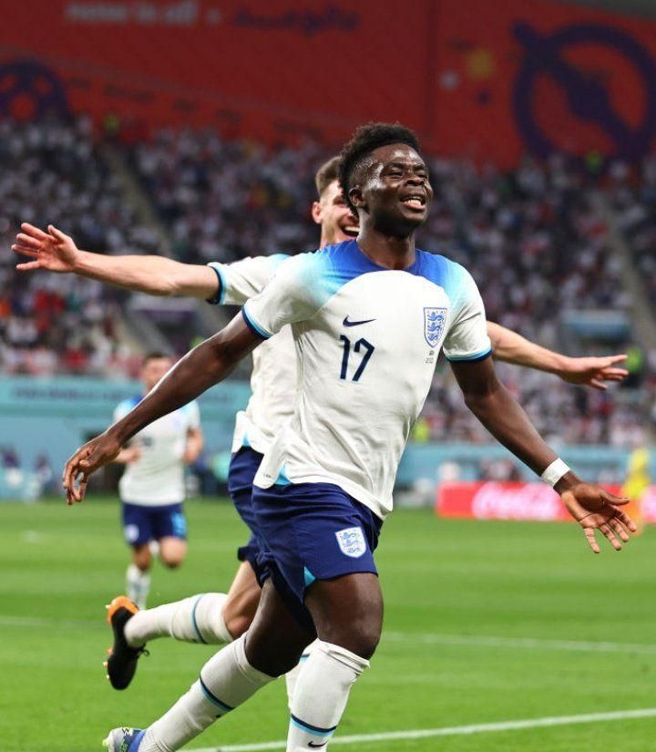 Bukayo Saka scores for England against Iran