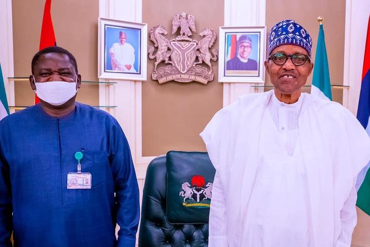 Femi Adesina with President Muhammadu Buhari [Presidency]