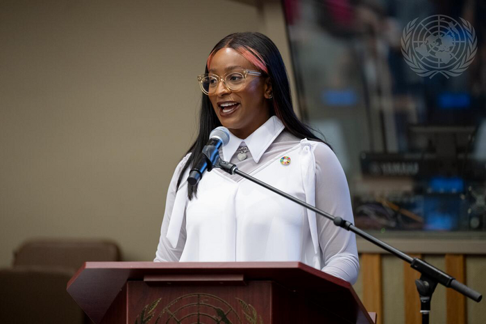 DJ Cuppy speaks at the UN