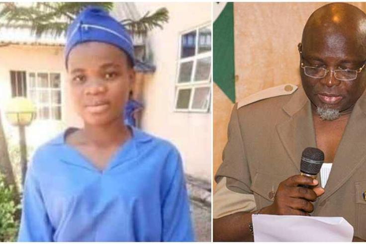 Mmesoma Ejikeme, the candidate with the controversial UTME score and JAMB Registrar, Prof Ishaq Oloyede. [Legit]