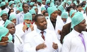 Nigerian medical doctors during protest over work conditions (Premium Times)