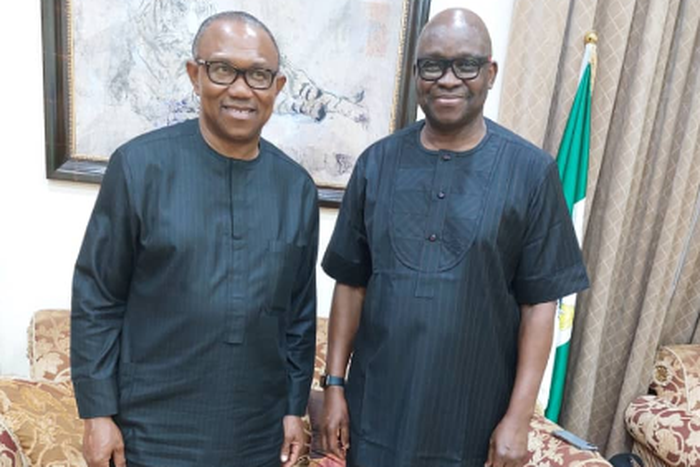 Peter Obi, the presidential candidate of Labour Party and former governor of Ekiti State, Ayodele Fayose (Ayo Fayose)