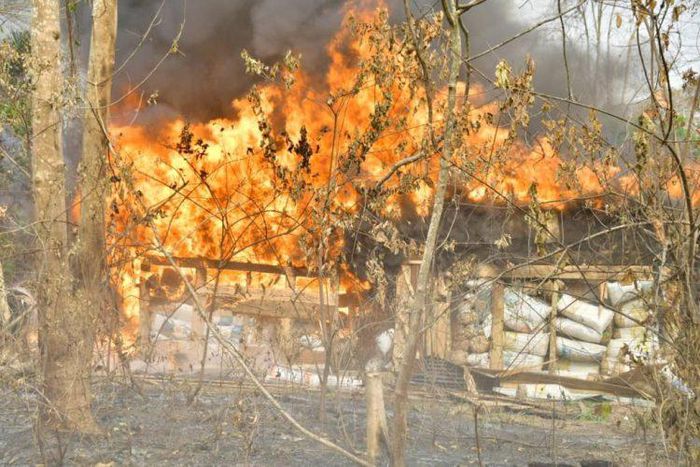 Drugs burnt by NDLEA officials in Edo forest (NAN)