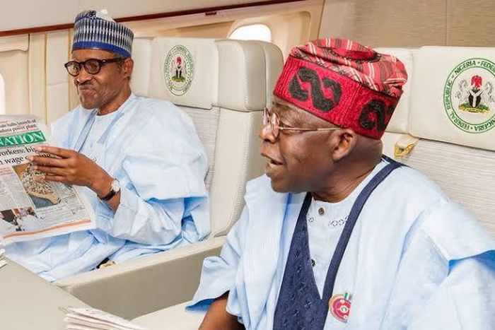 President Muhammadu Buhari and APC National Leader, Asiwaju Bola Ahmed Tinubu. [Twitter/@Buharisallau1]