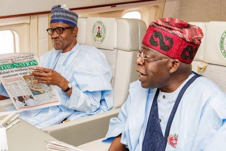 President Muhammadu Buhari and APC National Leader, Asiwaju Bola Ahmed Tinubu. [Twitter/@Buharisallau1]